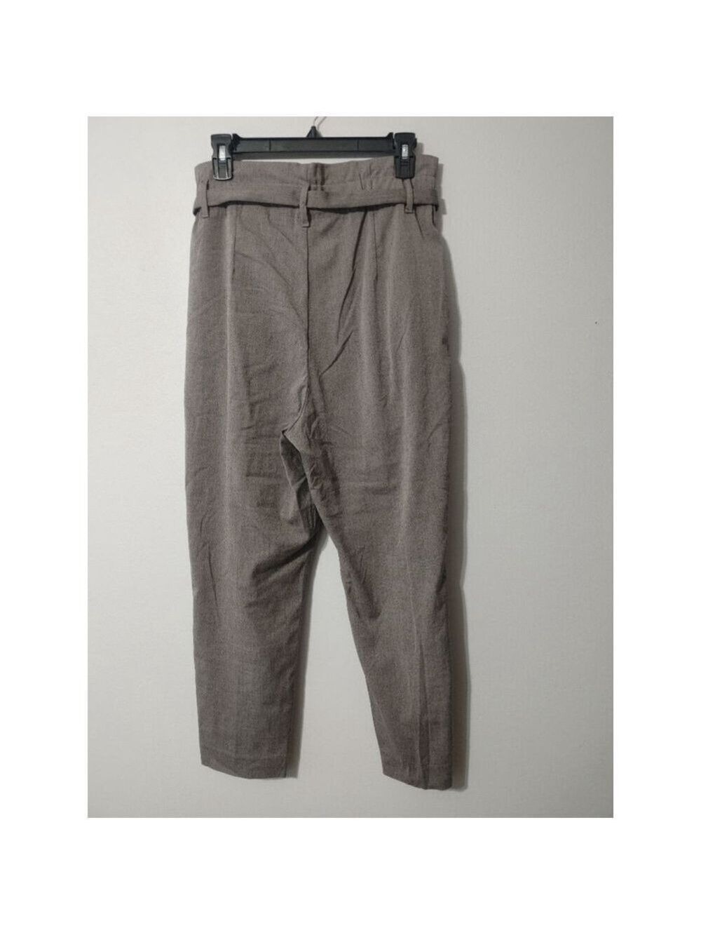 Women's H&M High Waisted Ankle Length Gray Tie Trousers Size 8 - Picture 2 of 8